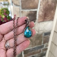 Chrysocolla Small Copper Pendant