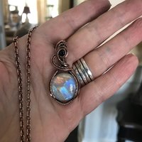 Rainbow Moonstone & Iolite Copper Necklace