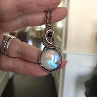 Rainbow Moonstone & Iolite Copper Necklace