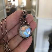 Rainbow Moonstone & Iolite Copper Necklace