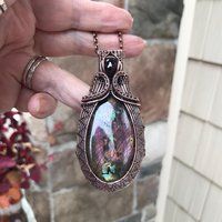 Purple Maroon Labradorite & Garnet Woven Pendant