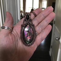 Purple Maroon Labradorite & Garnet Woven Pendant
