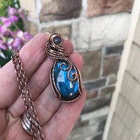Blue Labradorite Oval Copper Pendant