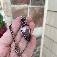 Purple Labradorite & Garnet Copper Pendant