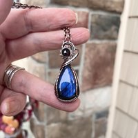 Blue Labradorite & Garnet Copper Necklace