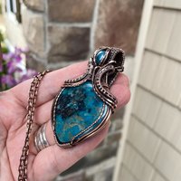 Turquoise & Apatite Copper Pendant