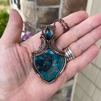 Turquoise & Apatite Copper Pendant
