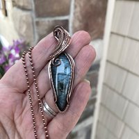 Slate Blue & Green Labradorite Copper Necklace