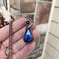 Blue Labradorite & Garnet Copper Necklace