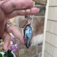 Slate Blue & Green Labradorite Copper Necklace