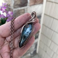 Slate Blue & Green Labradorite Copper Necklace