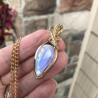 Rainbow Moonstone Brass Pendant