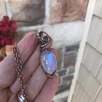 Rainbow Moonstone & Labradorite Copper Pendant
