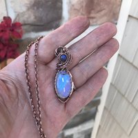 Rainbow Moonstone & Labradorite Copper Pendant
