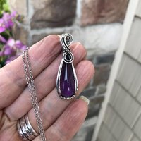 Amethyst Silver Wire Wrapped Necklace