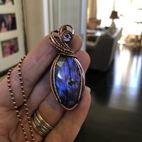 Purple Labradorite & Pink Amethyst Copper Necklace