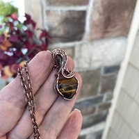 Tiger’s Eye Small Heart Copper Necklace