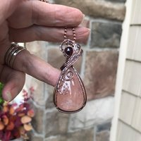 Morganite & Garnet Swirly Copper Necklace