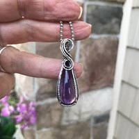 Amethyst Silver Wire Wrapped Necklace