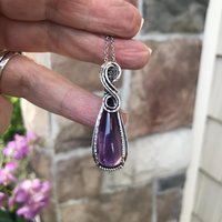 Amethyst Silver Wire Wrapped Necklace
