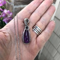 Amethyst Silver Wire Wrapped Necklace