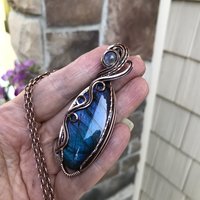 Blue Labradorite & Moonstone Slender Copper Necklace