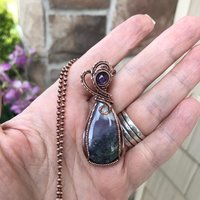 Moss Agate & Chaldedony Copper Necklace