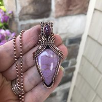 Phosphosiderite & Ruby Copper Necklace with Weaving