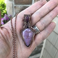 Phosphosiderite & Ruby Copper Necklace with Weaving