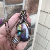 Rainbow Labradorite & Lemon Quartz Copper Necklace