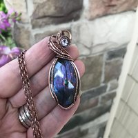 Purple Labradorite & Pink Amethyst Copper Pendant