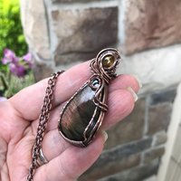 SOLD - Purple Orange Labradorite & Citrine Copper Pendant