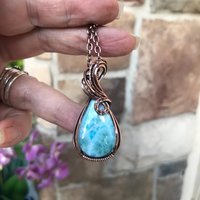Larimar Teardrop Copper Pendant