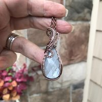 Gray Faceted Moonstone Copper Pendant