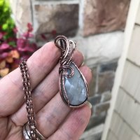 Gray Faceted Moonstone Copper Pendant