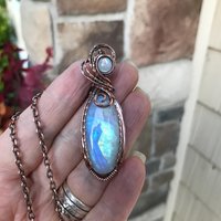 Moonstone Slender Oval Copper Necklace