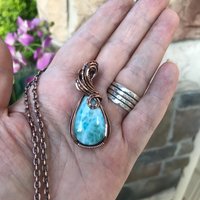 Larimar Teardrop Copper Pendant
