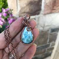 Larimar Teardrop Copper Pendant