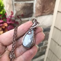 Gray Faceted Moonstone Copper Pendant