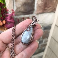 Gray Faceted Moonstone Copper Pendant