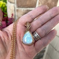 Rainbow Moonstone Brass Pendant