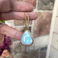 Rainbow Moonstone Brass Pendant