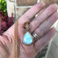 Rainbow Moonstone Brass Pendant