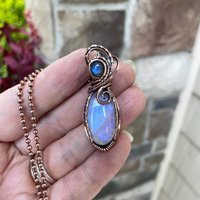 SOLD - Rainbow Moonstone & Labradorite Copper Pendant