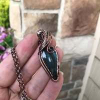 Teal Labradorite Copper Pendant