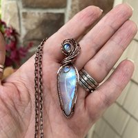 Moonstone with Moonstone Slender Copper Necklace