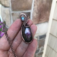 Purple Labradorite & Moonstone Copper Necklace
