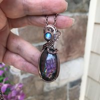 Purple Labradorite & Moonstone Copper Necklace