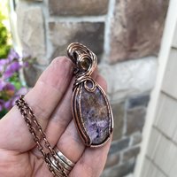 Charoite & Citrine Oval Copper Pendant