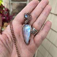 Moonstone with Moonstone Slender Copper Necklace